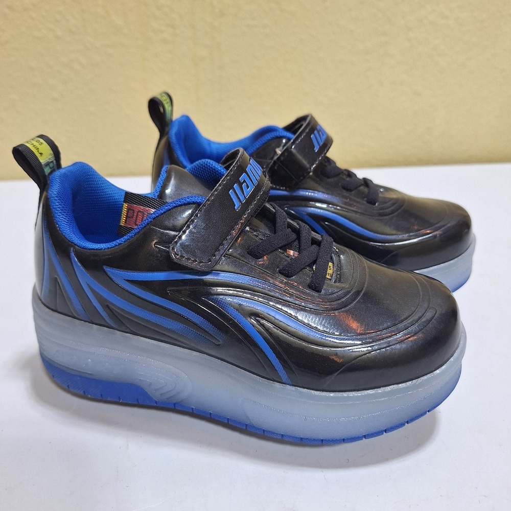 JIAN DIAN Kids Size 2 Roller Skate Shoes 4 Wheel LED Light Up Rechargeable